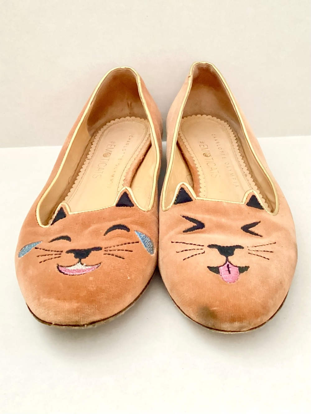 CHARLOTTE OLYMPIA #EMOTICATS Velvet Flats Size 39 Org. $525 - Picture 5 of 13